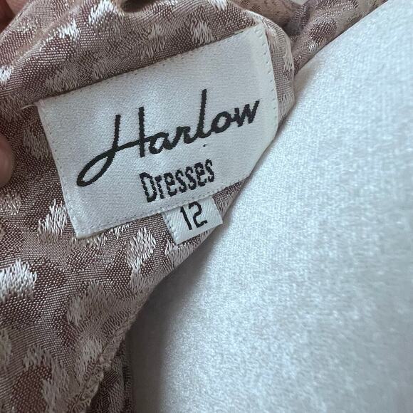 Vintage Coquette Pink Low-Back Soft Leopard Print Sleeveless Harlow Dress Sz 12 - Picture 5 of 8